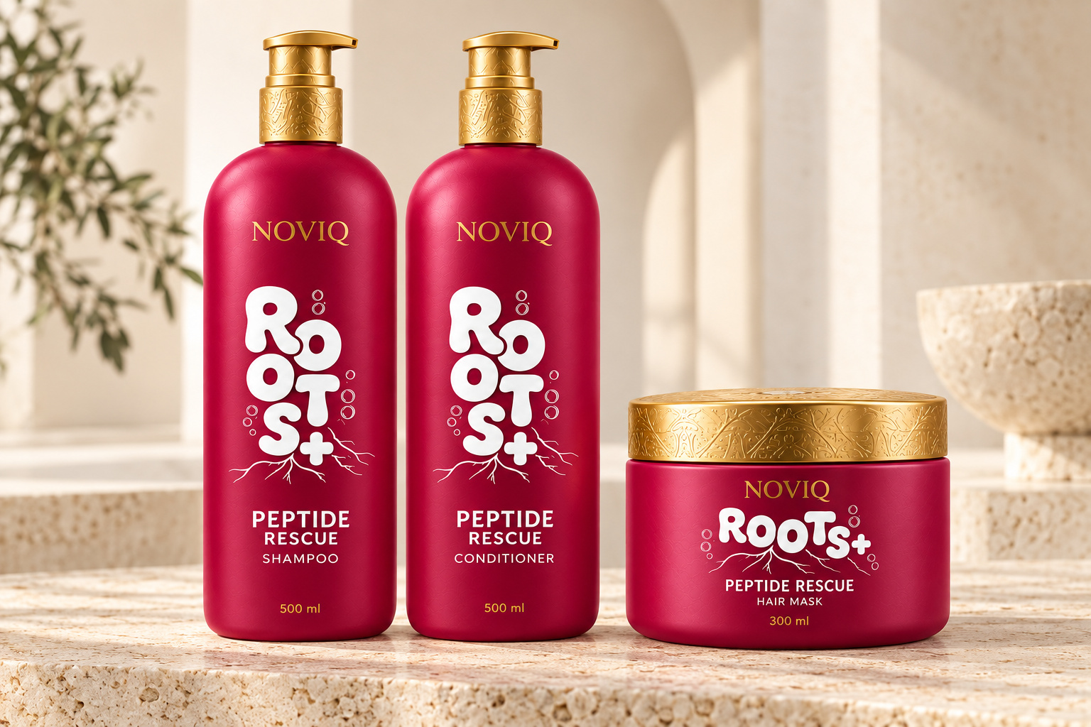 NOVIQ Peptide Rescue shampoo, conditioner and hair mask