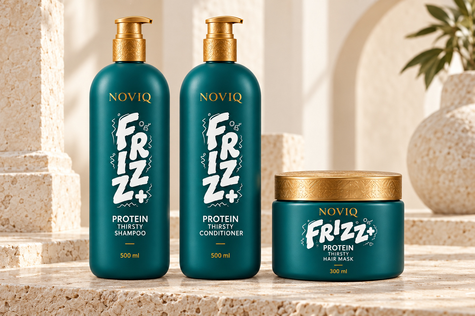 NOVIQ Protein Thirsty shampoo, conditioner and hair mask