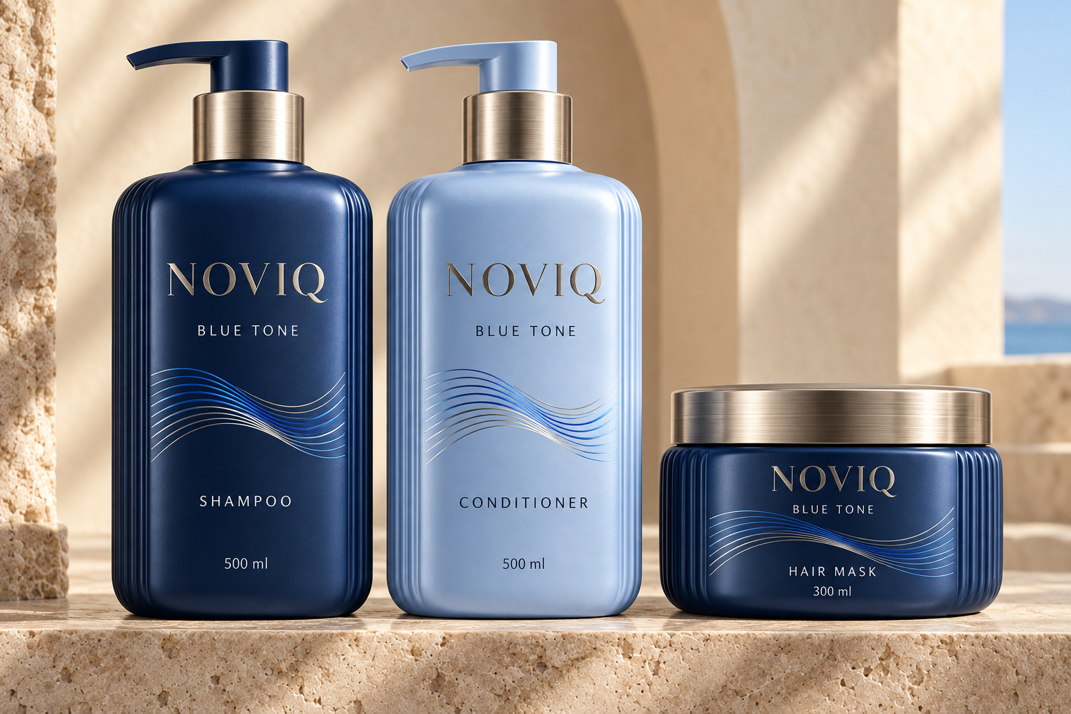 NOVIQ Blue Tone shampoo, conditioner and hair mask