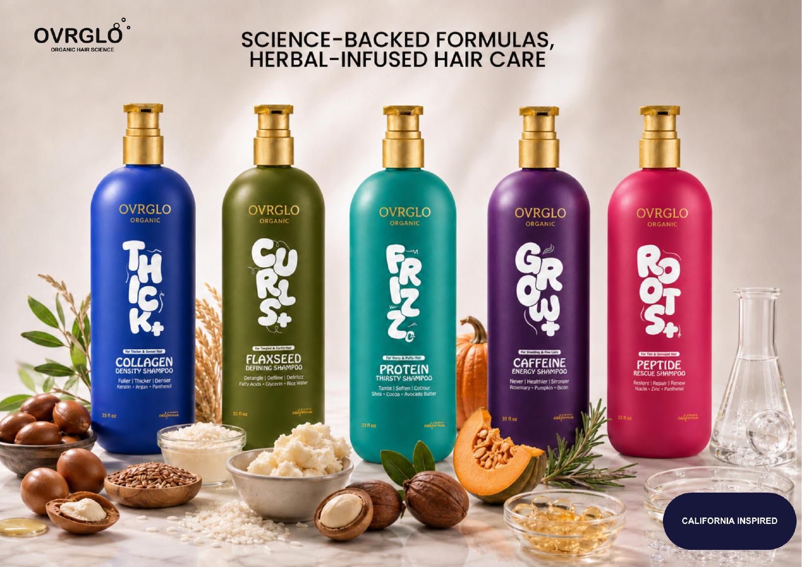 The complete OVRGLO shampoo range
